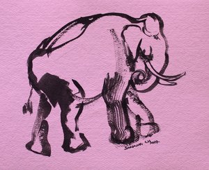 Pincelada de elefante cor-de-rosa de Santhosh ch
