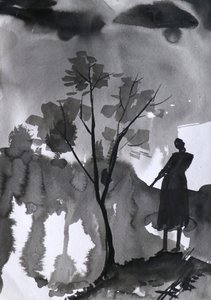 Figura solitária, céu escuro de Santhosh ch