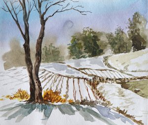 Paisagem de campo no inverno de Santhosh ch