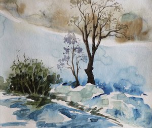 Serenidade do rio no inverno de Santhosh ch