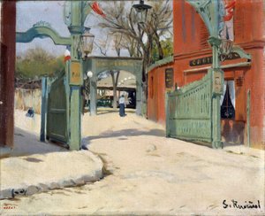 Entrada no Parque do Moulin de la Galette - Pintura de Santiago Rusinol (1861-1931) - 1891 - Óleo sobre tela - 33,5x41 - Museu Nacional d