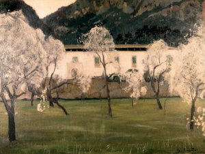 Paisagem com flores nas árvores. Pintura de Santiago Rusinol y (i) Prats (1861-1931). Óleo sobre tela
Barcelona. Museu Nacional de Arte da Catalunha.