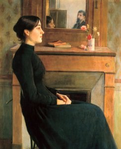 Retrato de uma mulher, pintura de Santiago Rusinol y Prats