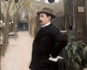 "Retrato do pintor Miguel Utrillo (1862-1934) durante a sua estadia em Paris" Detalhe. Pintura de Santiago Rusinol y (i) Prats (1861-1931) 1891.