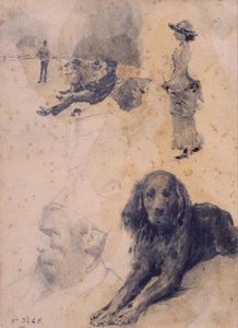 Estudos de Figura e Estudo de Cachorro de Santiago Rusiñol