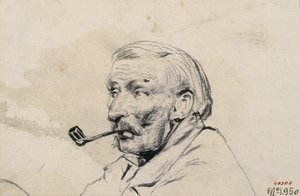 Cabeça de homem fumando cachimbo de Santiago Rusiñol
