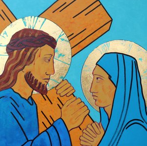 Jesus encontra sua mãe