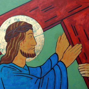 Jesus pega sua cruz