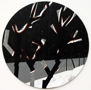 Twixt Heaven & Earth I-B (acrílico sobre tábua circular) de Sara Hayward