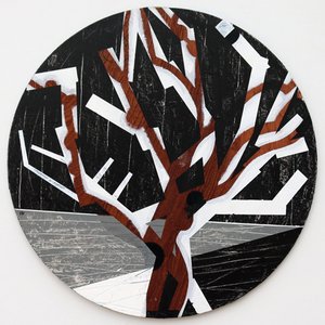 Twixt Heaven & Earth IV-B (acrílico sobre placa circular) de Sara Hayward