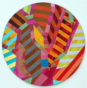 Twixt Heaven & Earth V-A (acrílico sobre tábua circular) de Sara Hayward