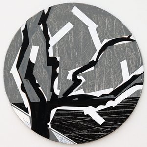 Twixt Heaven & Earth VIII-B (acrílico sobre tábua circular) de Sara Hayward