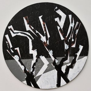 Twixt Heaven & Earth XI-B (acrílico sobre tábua circular) de Sara Hayward