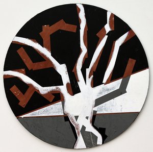 Twixt Heaven & Earth XII-B (acrílico sobre tábua circular) de Sara Hayward