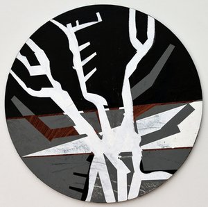 Twixt Heaven & Earth XIII-B (acrílico sobre tábua circular) de Sara Hayward