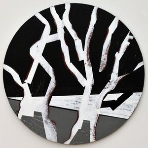 Twixt Heaven & Earth XIV-B (acrílico no quadro circular) de Sara Hayward