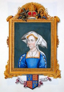 Retrato de Ana Bolena erroneamente chamada de Rainha Maria de "Memórias da Corte da Rainha Isabel", publicado em 1825 (aquarela e guache em papel) de Sarah Countess of Essex