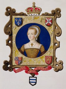 Retrato de Catarina Parr (1512-1548) 6ª Rainha de Henrique VIII como Jovem das Memórias do Tribunal da Rainha Elizabeth, publicado em 1825 (wc e guache sobre papel)