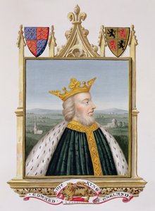 Retrato de Eduardo III (1312-77) Rei da Inglaterra de 1327 de &39;Memórias do Tribunal da Rainha Elizabeth&39;, publicado em 1825 (wc e guache sobre papel)
