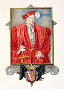 Retrato de Henry Howard (c.1517-47) Conde de Surrey de &39;Memórias do Tribunal da Rainha Elizabeth&39;, publicado em 1825 (wc e guache sobre papel)