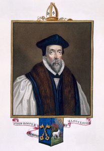 Retrato de John Hooper (d.1555) Bispo de Gloucester de &39;Memórias do Tribunal da Rainha Elizabeth&39;, publicado em 1825 (wc e guache sobre papel)