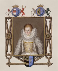 Retrato de Lettice Knollys (c.1541-1634) Filha de Sir Francis Knollys de Memórias do Tribunal da Rainha Elizabeth, publicada em 1825 (wc e guache sobre papel)