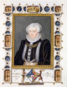 Retrato de Margaret Douglas (1515-78) Condessa de Lennox de &39;Memórias do Tribunal da Rainha Elizabeth&39;, publicado em 1825 (wc e guache sobre papel) de Sarah Countess of Essex