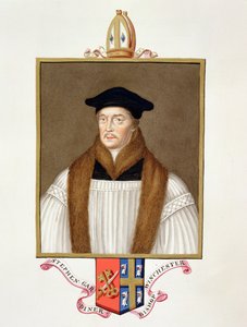 Retrato de Stephen Gardiner (c.1483-1555) Bispo de Winchester de &39;Memórias do Tribunal da Rainha Elizabeth&39;, publicado em 1825 (wc e guache sobre papel)