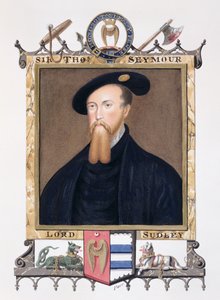 Retrato de Thomas Seymour (1508-49) 1º Barão de Sudeley de &39;Memórias da corte da Rainha Elizabeth&39;, publicado em 1825 (wc e guache sobre papel)
