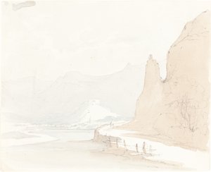 Paisagem suíça com uma vila à distância de Sarah Grace Lushington