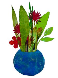 "Taça de folhas e flores" (mono impressão) 2020 de Sarah Thompson Engels