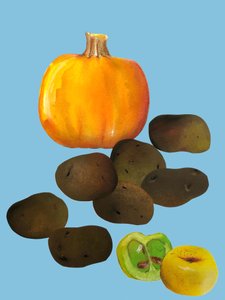 Frutas e legumes,2020,recortados de Sarah Thompson Engels