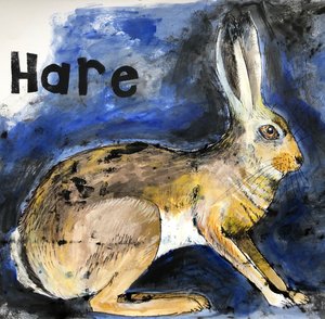 Hare,2021,(tinta sobre papel) de Sarah Thompson Engels