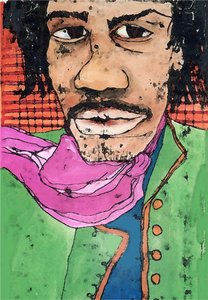 Hendrix (tinta sobre papel) 2020 de Sarah Thompson Engels