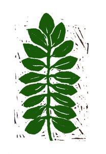 Folha,2019 (linocut) de Sarah Thompson Engels