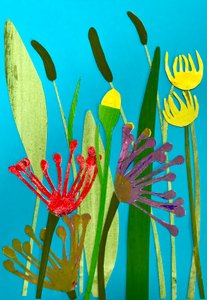 flores e gramíneas,2019 (colagem) de Sarah Thompson Engels
