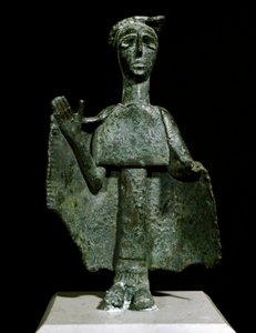 Cultura nuragínica (nuraghi) Sardenha: estatueta de bronze da mulher em oração chamada Torralba. Século VIII-7 AC. Cagliari, Museo Nazionale Archeologico, Sardenha, Itália