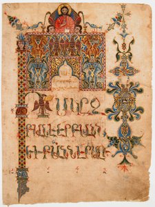 Página de rosto do Evangelho de João, 1300-1310. de Sargis Pidsak