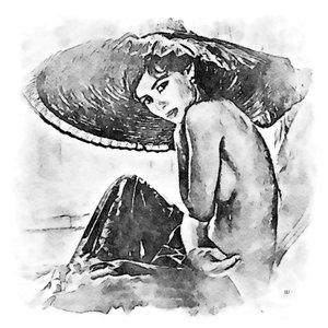 Mulher com um chapéu grande
