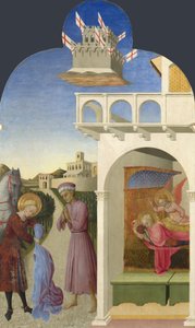 São Francisco e o pobre cavaleiro e visão de Franciss Do retábulo de Borgo del Santo Sepolcro, 1437-1444