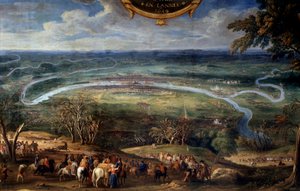 As Ações de Luís II de Bourbon, Príncipe de Conde (Grand Conde) (1621-1686), bloqueio de Paris em 1649 durante a Fronde Painting of the Savior Le Conte (Leconte, Le Comte, Lecomte) (1659-1694) Chantilly do século XVII, Musee Conde