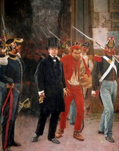 Risorgimento: "prisão do patriota e político italiano Carlo Poerio (1803-1867)" Pintura de Francesco Saverio Altamura (1822-1897) Nápoles, Museu Nacional de San Martino