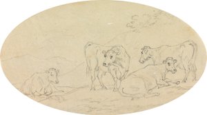 Quatro vacas num campo de Sawrey Gilpin