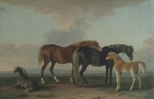 Éguas e potros (óleo sobre tela)