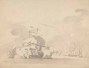 Navios e veleiros num mar calmo de Sawrey Gilpin
