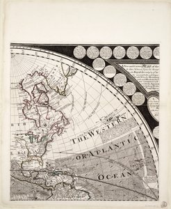 Um novo e correto mapa do mundo (secção), c.1774 (gravura a cores)