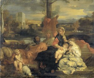O Casamento Místico de Santa Catarina de Sébastien Bourdon (follower of)