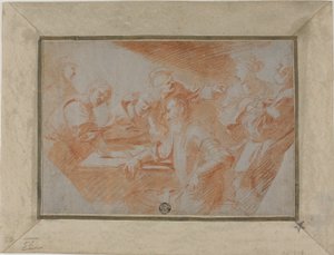 Grupo de figuras em torno do quadro de Sébastien Bourdon