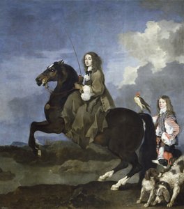 Retrato da rainha Christina da Suécia 1626-1689 a cavalo, 1653-1654