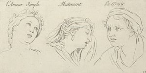 Simples Amor, Abatimento, Desejo de Personagens das paixões, gravados no de..., 1695-1720. de Sébastien Le Clerc the Younger